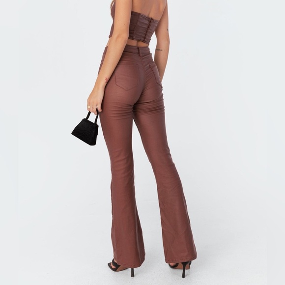 Edikted Denim - Edikted Faux Leather Chocolate Brown Pants